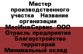 Мастер производственного участка › Название организации ­ МосИнжСервис, ООО › Отрасль предприятия ­ Благоустройство территорий › Минимальный оклад ­ 50 000 - Все города Работа » Вакансии   . Мордовия респ.